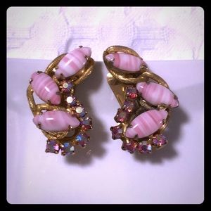 Vintage pink stone earrings